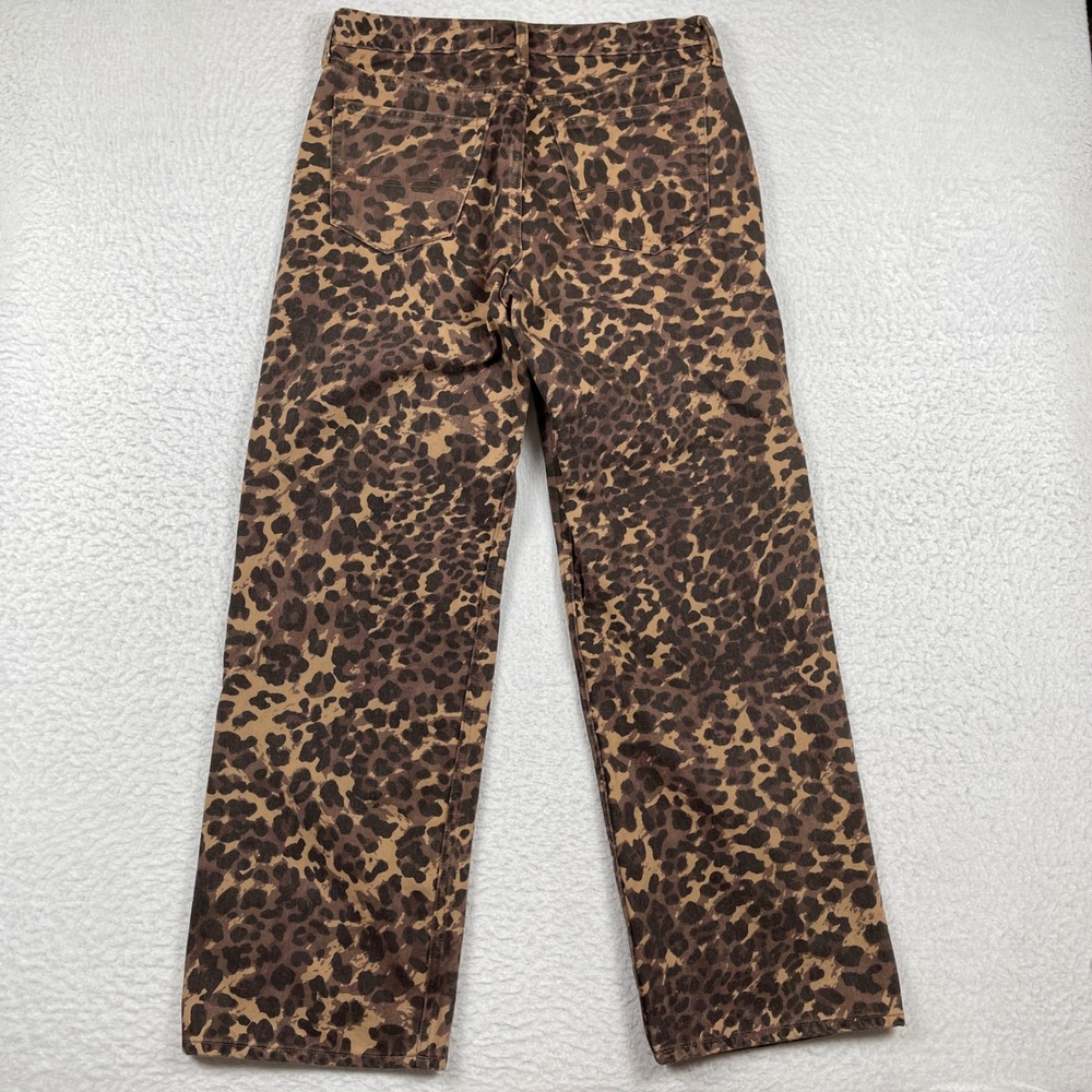 Abercrombie & Fitch Leopard Print Jeans Womens 28 Brown Mid Rise Straight Leg - Picture 2 of 10